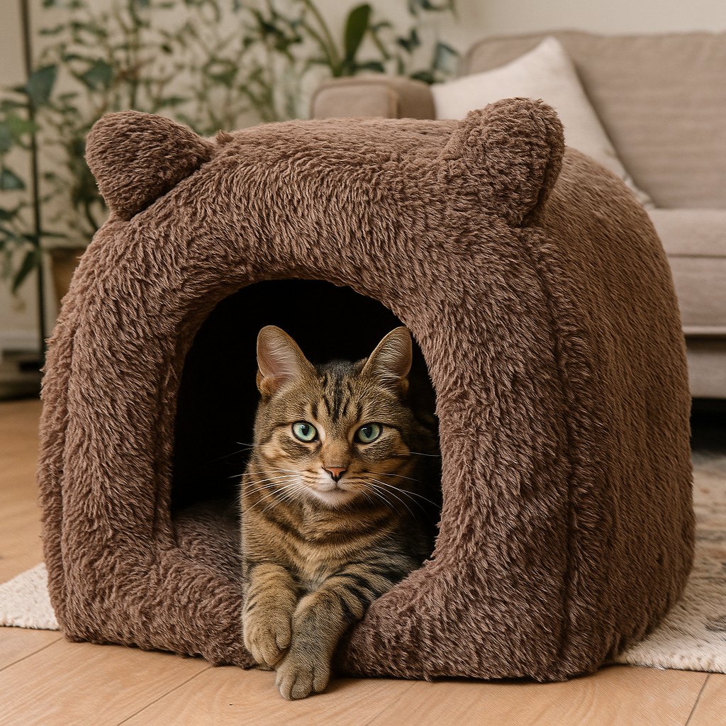 Kattenmand teddybeer zacht bruin