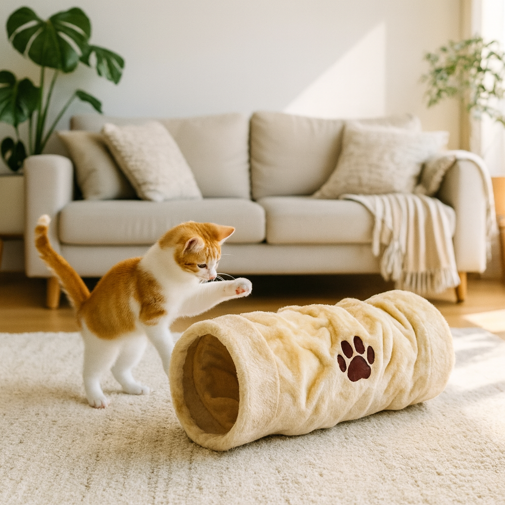 Speeltunnel luxe pluche beige